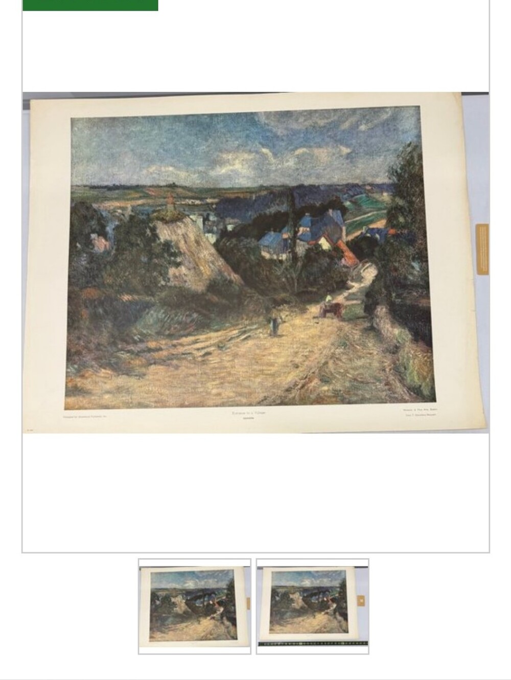 GAUGIN Vintage-Style Rural Landscape Art Print in Blue and Green